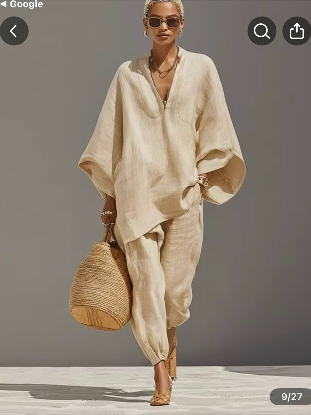 NBD Cream Linen Relaxed Tunic & Drawstring Pants